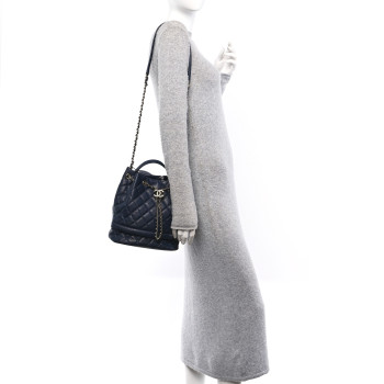 CHANEL Caviar Quilted Large Rolled Up Bucket Drawstring Bag Navy CHANEL Caviar Quilted Large Rolled Up Bucket Drawstring Bag Navy
