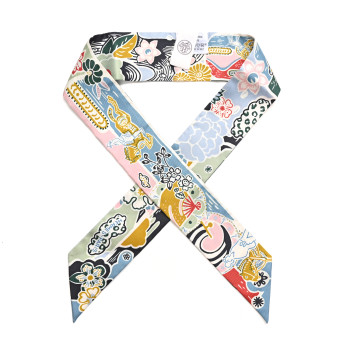 HERMES Silk Bingata Twilly Bleu Ciel Vert Rose HERMES Silk Bingata Twilly Bleu Ciel Vert Rose