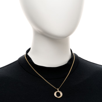 CARTIER 18K Pink Yellow White Gold Diamond Trinity Double Bead Chain Pendant Necklace