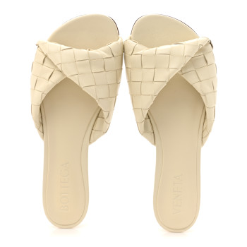 BOTTEGA VENETA Nappa Twisted Intrecciato Blink Flat Mule Sandals 40 Sea Salt BOTTEGA VENETA Nappa Twisted Intrecciato Blink Flat Mule Sandals 40 Sea Salt