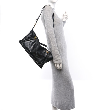 CHLOE Natural Shiny Calfskin Large Paraty 24 Bag Black CHLOE Natural Shiny Calfskin Large Paraty 24 Bag Black