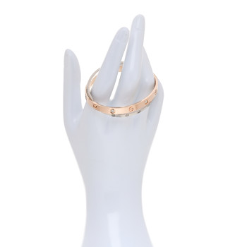 CARTIER 18K Pink White Gold 12 Diamond Double LOVE Bracelet 17