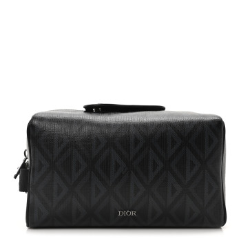 CHRISTIAN DIOR Canvas CD Diamond Lingot Toiletry Pouch Black