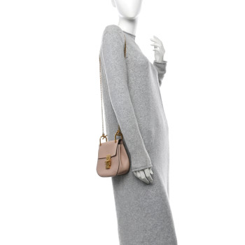 CHLOE Grained Lambskin Mini Drew Shoulder Bag Cement Pink CHLOE Grained Lambskin Mini Drew Shoulder Bag Cement Pink