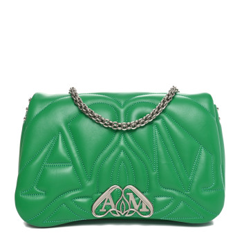 ALEXANDER MCQUEEN Lambskin Quilted Medium The Seal Chain Shoulder Bag Green ALEXANDER MCQUEEN Lambskin Quilted Medium The Seal Chain Shoulder Bag Green