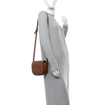 CELINE Smooth Calfskin Cuir Triomphe Folco Crossbody Bag Tan CELINE Smooth Calfskin Cuir Triomphe Folco Crossbody Bag Tan