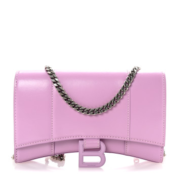 BALENCIAGA Shiny Box Calfskin Tonal B Hourglass Chain Bag Liliac