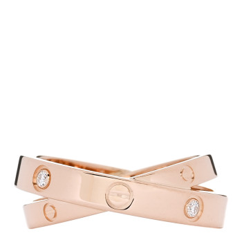 CARTIER 18K Pink Gold 6 Diamond LOVE Ring 54 7