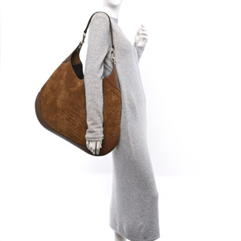 GUCCI Micro GG Suede B Maxi Shoulder Bag Brown GUCCI Micro GG Suede B Maxi Shoulder Bag Brown