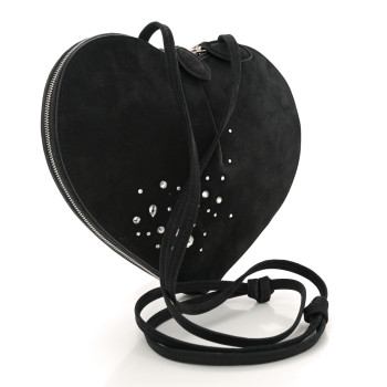 ALAIA Suede Crystal Embellished Le Coeur Bag Black