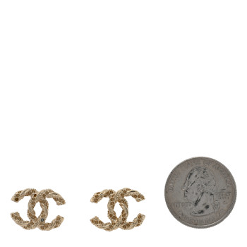 CHANEL Crystal Twisted CC Earrings Gold CHANEL Crystal Twisted CC Earrings Gold
