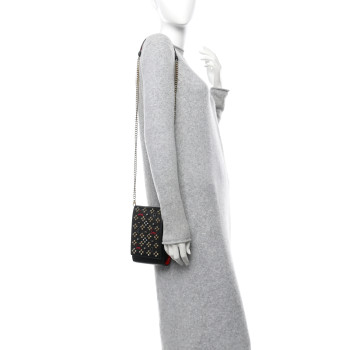CHRISTIAN LOUBOUTIN Calfskin Spikes Loubinthesky Paloma Crossbody Phone Case Black Multicolor CHRISTIAN LOUBOUTIN Calfskin Spikes Loubinthesky Paloma Crossbody Phone Case Black Multicolor