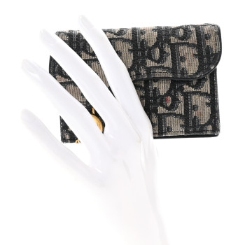 CHRISTIAN DIOR Oblique Saddle Card Holder Blue