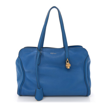 ALEXANDER MCQUEEN Pebbled Calfskin Large Skull Padlock Zip Around Tote Cobalt ALEXANDER MCQUEEN Pebbled Calfskin Large Skull Padlock Zip Around Tote Cobalt