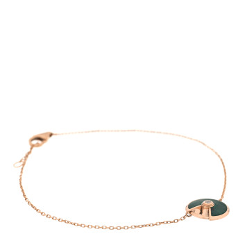 CARTIER 18K Pink Gold Diamond Malachite Amulette de Cartier Bracelet