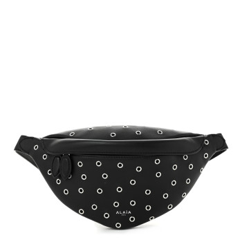 ALAIA Lambskin Grommet Belt Bag Black