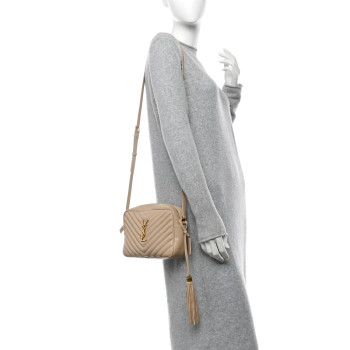 SAINT LAURENT Calfskin Matelasse Monogram Lou Camera Bag Nude Powder SAINT LAURENT Calfskin Matelasse Monogram Lou Camera Bag Nude Powder