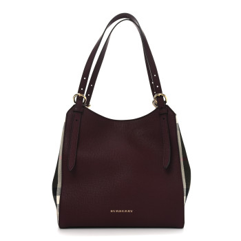 BURBERRY Grainy Calfskin House Check Small Canterbury Mahogany Red