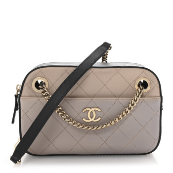 CHANEL Calfskin Stitched Button Up Camera Case Pink Black CHANEL Calfskin Stitched Button Up Camera Case Pink Black