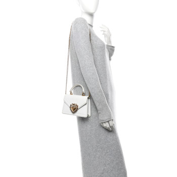 DOLCE & GABBANA Smooth Calfskin Small Devotion Envelope Top Handle Bag White DOLCE & GABBANA Smooth Calfskin Small Devotion Envelope Top Handle Bag White