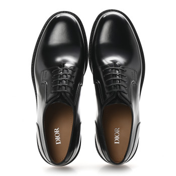 CHRISTIAN DIOR Calfskin Mens Derby Shoes 42 Black