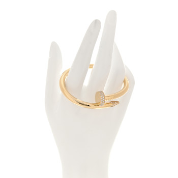 CARTIER 18K Yellow Gold Diamond Medium Juste Un Clou Bracelet 16