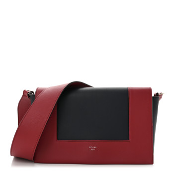 CELINE Shiny Smooth Calfskin Medium Frame Shoulder Bag Red Navy CELINE Shiny Smooth Calfskin Medium Frame Shoulder Bag Red Navy