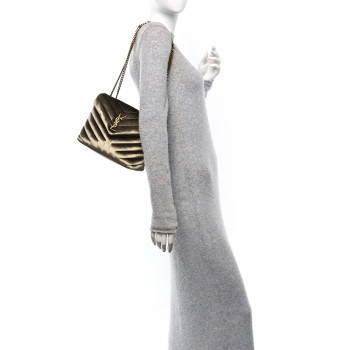 SAINT LAURENT Velvet Y Quilted Monogram Small Loulou Chain Satchel Dark Vintage Olive SAINT LAURENT Velvet Y Quilted Monogram Small Loulou Chain Satchel Dark Vintage Olive