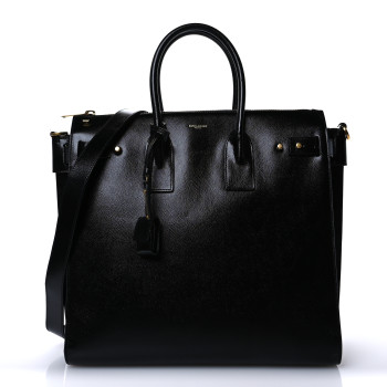SAINT LAURENT Patent Grain De Poudre Sac De Jour Souple North South Tote Black SAINT LAURENT Patent Grain De Poudre Sac De Jour Souple North South Tote Black
