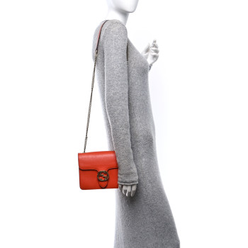 GUCCI Dollar Calfskin Small Interlocking G Shoulder Bag Sun Orange