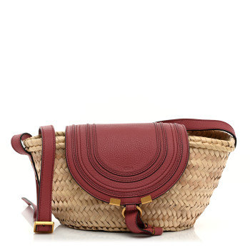 CHLOE Raffia Calfskin Marcie Basket Faded Rose CHLOE Raffia Calfskin Marcie Basket Faded Rose