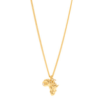 CHANEL Crystal Pearl CC Africa Pendant Necklace Gold White CHANEL Crystal Pearl CC Africa Pendant Necklace Gold White