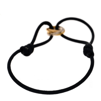 CARTIER 18K Pink Yellow White Gold Trinity Adjustable Cord Bracelet Black