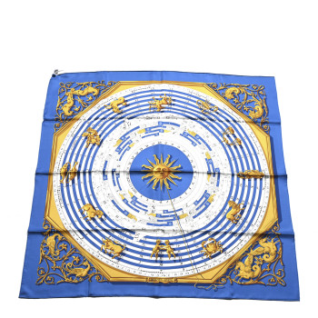 HERMES Silk Astrologie Scarf 90 Bleu Cobalt Vieil HERMES Silk Astrologie Scarf 90 Bleu Cobalt Vieil