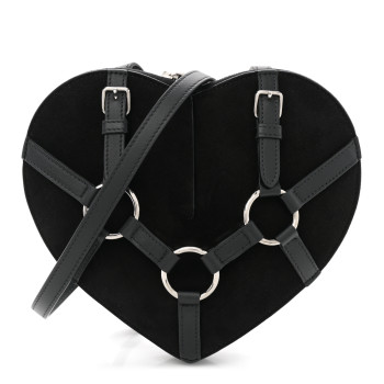 ALAIA Suede Goatskin Harness Le Coeur Bag Black