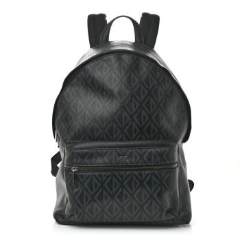 CHRISTIAN DIOR Coated Canvas CD Diamond Rider Zipped Backpack Black