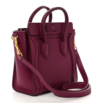 CELINE Drummed Calfskin Nano Luggage Plum CELINE Drummed Calfskin Nano Luggage Plum