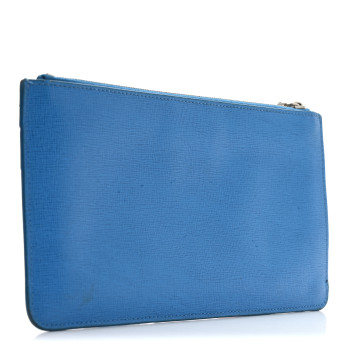 FENDI Vitello Elite Crystal Eye Monster Zip Pouch Royal Blue Papavero Multicolor