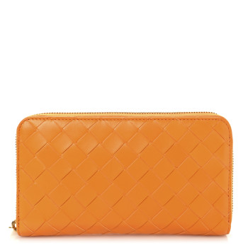 BOTTEGA VENETA Nappa Intrecciato Zip Around Wallet Tangerine BOTTEGA VENETA Nappa Intrecciato Zip Around Wallet Tangerine