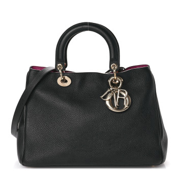 CHRISTIAN DIOR Bullcalf Medium Diorissimo Tote Black Rose Indien