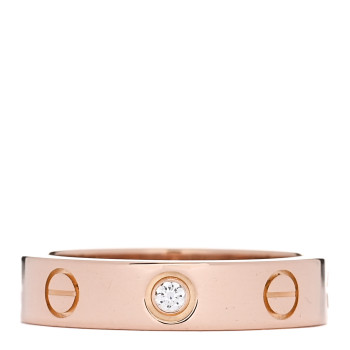 CARTIER 18K Pink Gold Diamond 4mm LOVE Wedding Band Ring 48 4.5