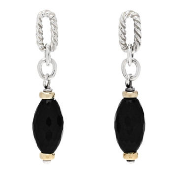 DAVID YURMAN Sterling Silver 18K Yellow Gold Black Onyx Figaro Drop Earrings DAVID YURMAN Sterling Silver 18K Yellow Gold Black Onyx Figaro Drop Earrings