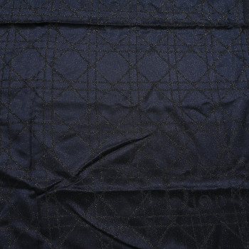 CHRISTIAN DIOR Wool Silk Metallic Cannage Scarf Blue Gold