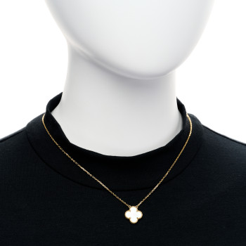 VAN CLEEF & ARPELS 18K Yellow Gold Mother of Pearl Vintage Alhambra Pendant Necklace