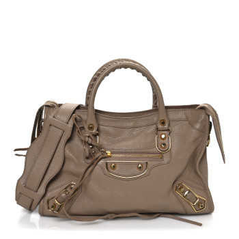 BALENCIAGA Chevre Gold Metallic Edge Hardware S City Rose Des Sables