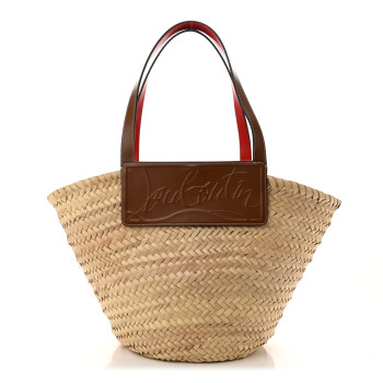 CHRISTIAN LOUBOUTIN Woven Straw Loubishore Tote Beige CHRISTIAN LOUBOUTIN Woven Straw Loubishore Tote Beige