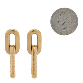 LOUIS VUITTON Metal LV Edge Double Hoop Earrings Gold LOUIS VUITTON Metal LV Edge Double Hoop Earrings Gold