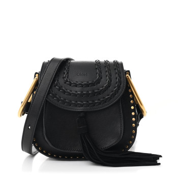 CHLOE Calfskin Braided Mini Hudson Shoulder Bag Black CHLOE Calfskin Braided Mini Hudson Shoulder Bag Black