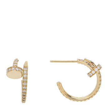 CARTIER 18K Yellow Gold Diamond Juste Un Clou Pave Hoop Earrings