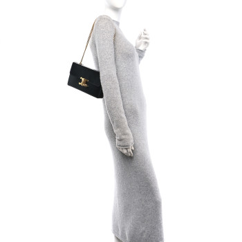 CELINE Shiny Calfskin Triomphe Chain Box Bag Black CELINE Shiny Calfskin Triomphe Chain Box Bag Black